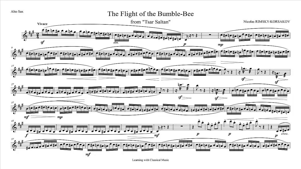 Flight of the bumble bee. Alto sax Arrangement. Nikolai Rimsky-Korsakov