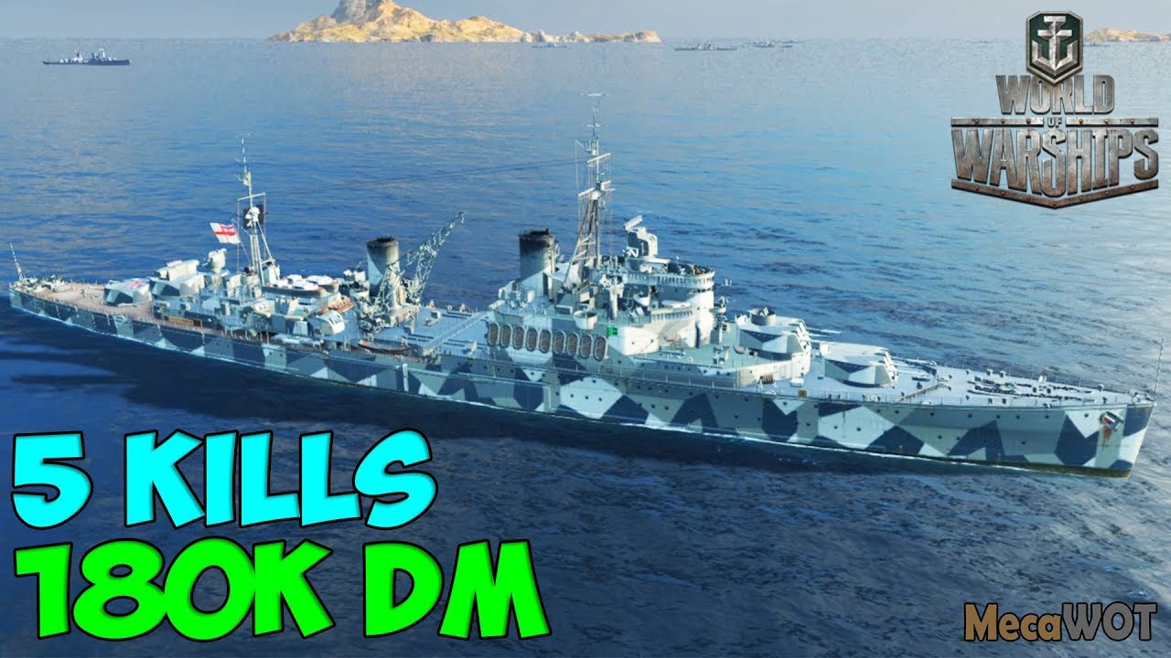 World of WarShips | Fiji | 5 KILLS | 180K Damage - Replay Gameplay 1080p 60 fps