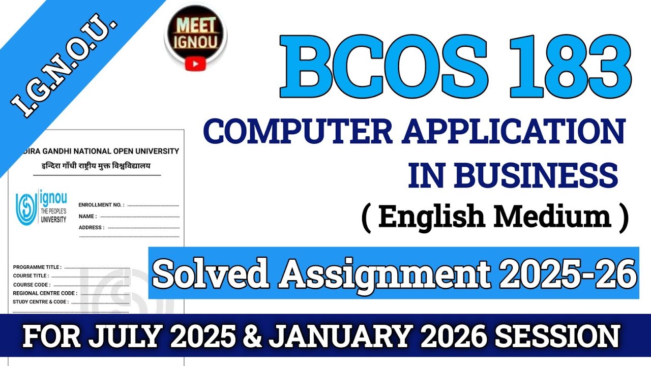 Bcos 183 Solved Assignment 2025-26 // Computer Application in Business // #bcos183 #bcos_183 #bcos 