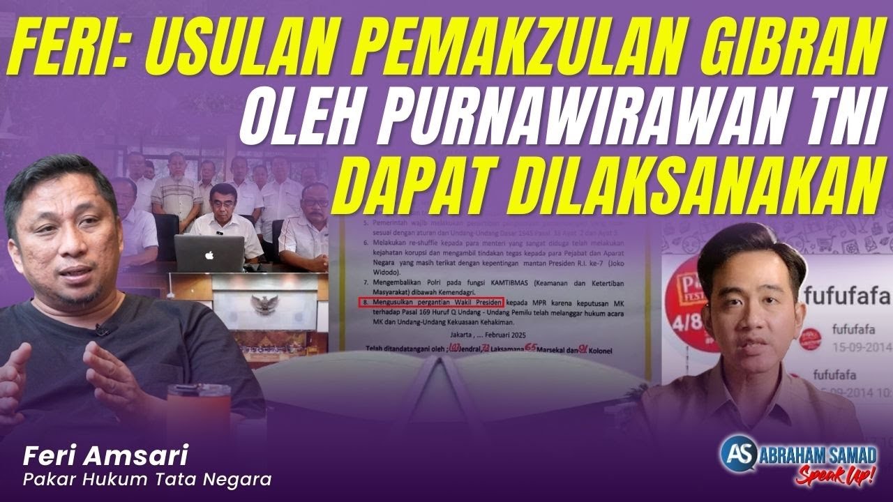 Feri: Usulan Pemakzulan Gibran Oleh Purnawirawan TNI Dapat Dilaksanakan | #SPEAKUP