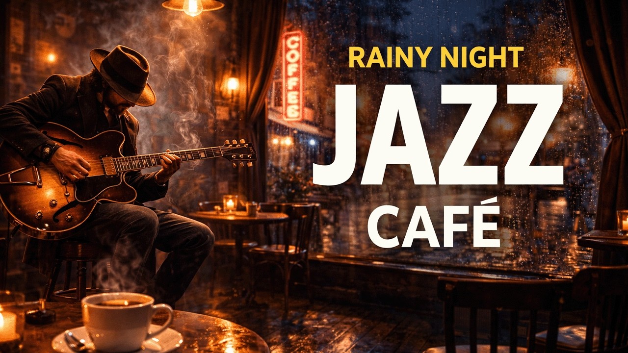 Rainy Night Jazz Café ☕ Smooth Late Night Jazz & Rain Ambience (1 Hour)