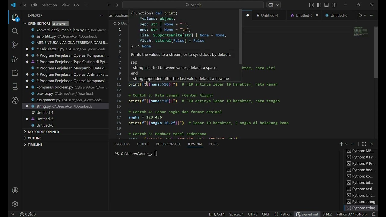 FORMAT STRING WIDTH AND ALIGNMENT