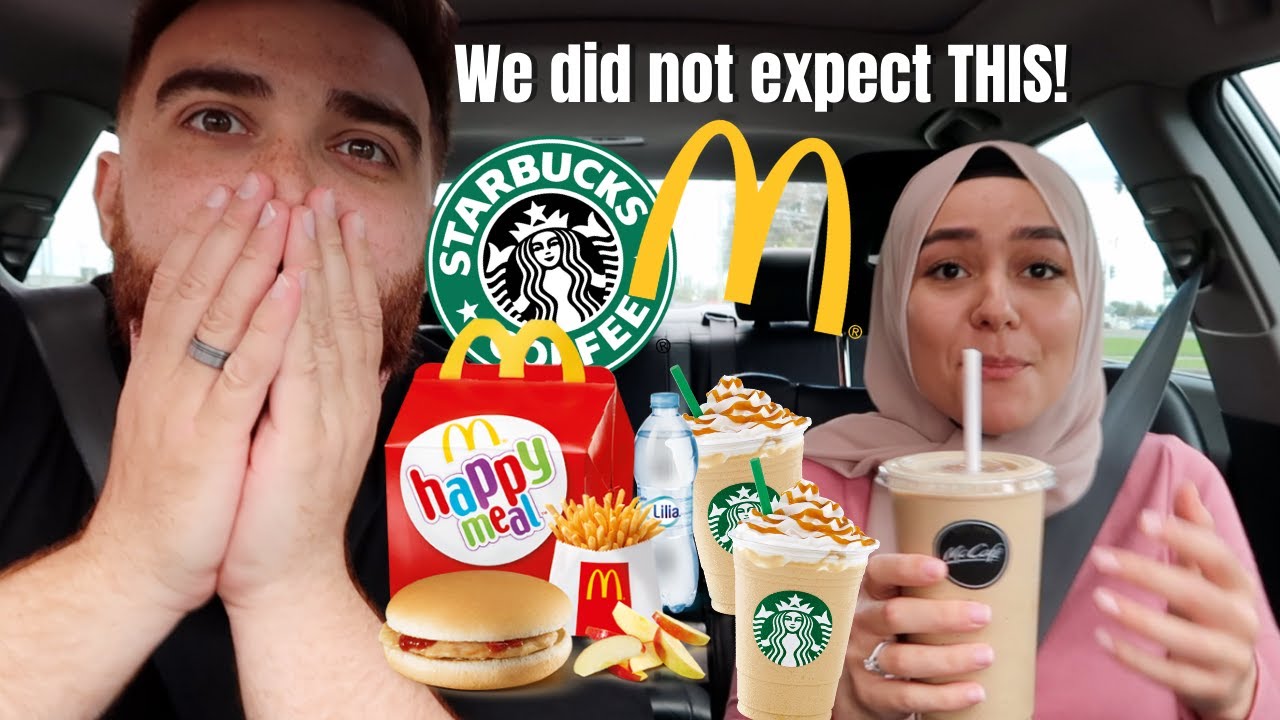 Letting the person in FRONT of us DECIDE what i eat!!! GONE WRONG | McDonalds  Starbucks drive thru