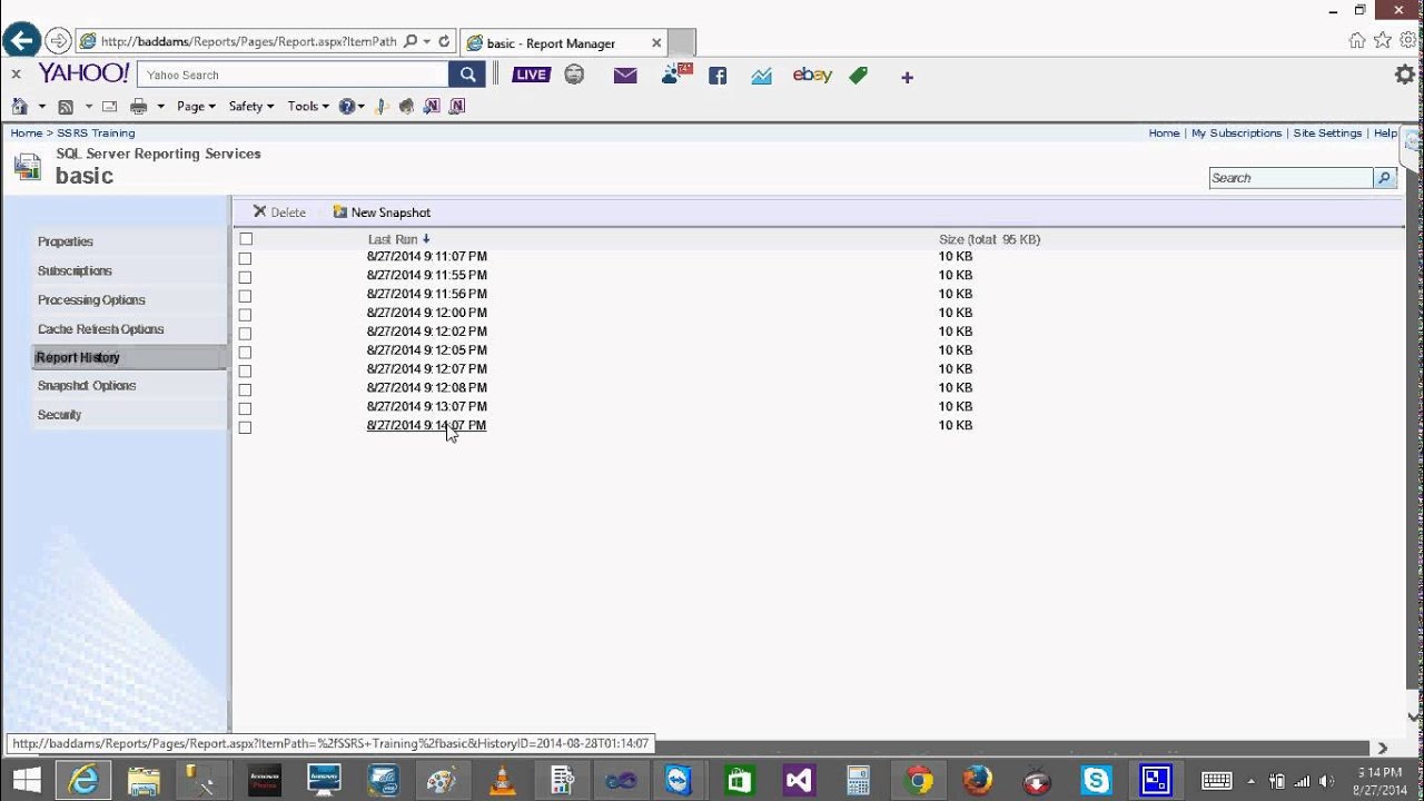 SSRS 12 Snapshot and history By Bhaskar Reddy Baddam
