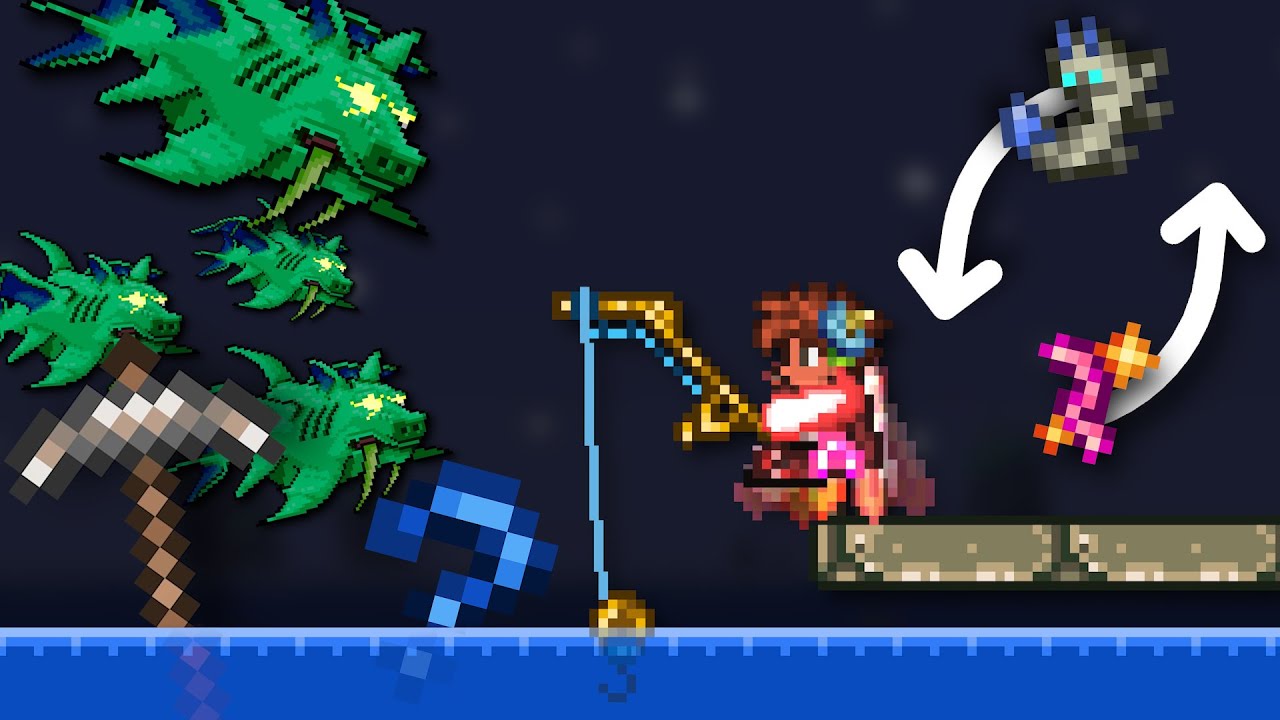 Terraria Bugs: Summoning multiple Fishrons and fishing Iron Pickaxes