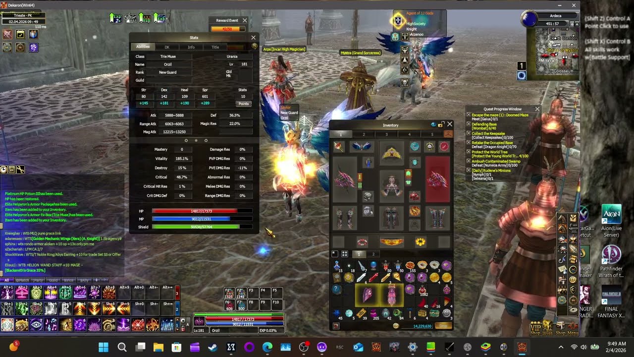 Lvl 181 and [Massive HP Boost][Massive Mag Atk Boost]. [Stats] compare between sets @ end.