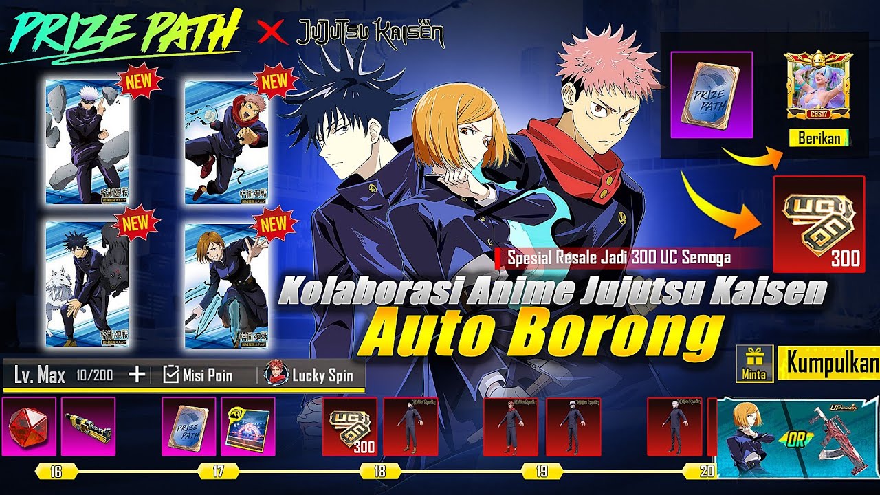PERSIAPAN EVENT PRIZE PATH JUJUTSU KAISEN BESOK HADIR GUYS JADI 300 UC SEPESIAL RESALE SEMOGA YA🔥🤑🤑🔥
