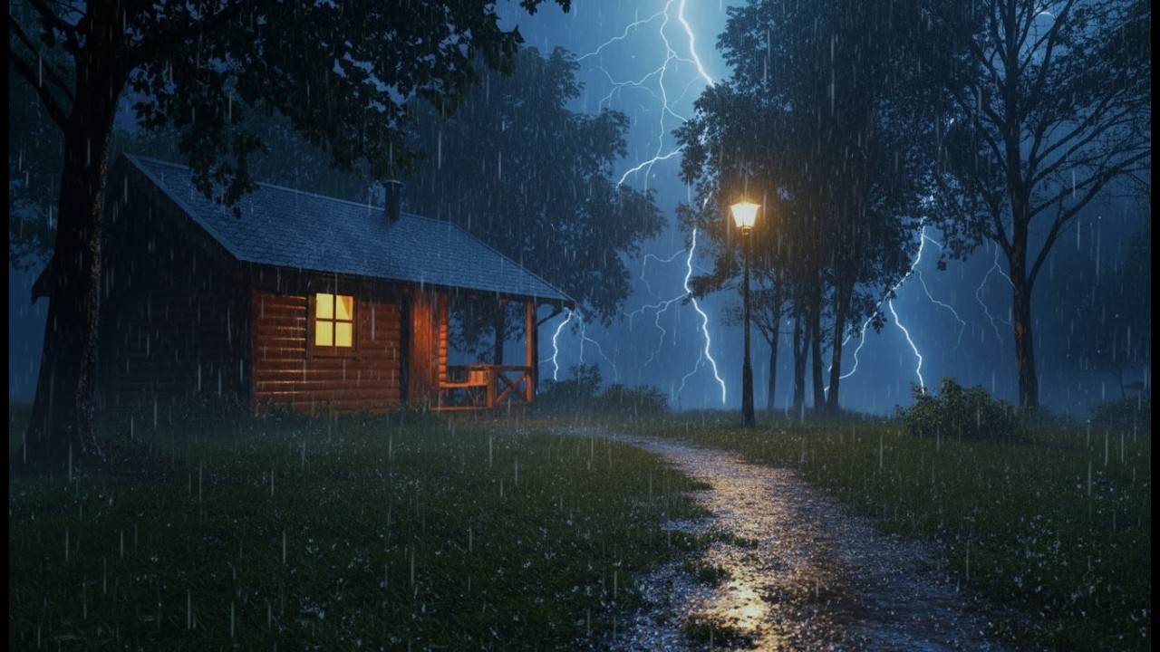 Cozy Cabin Rain at Night 🌧️ | Deep Sleep & Relaxing Rain Sounds (No Music)