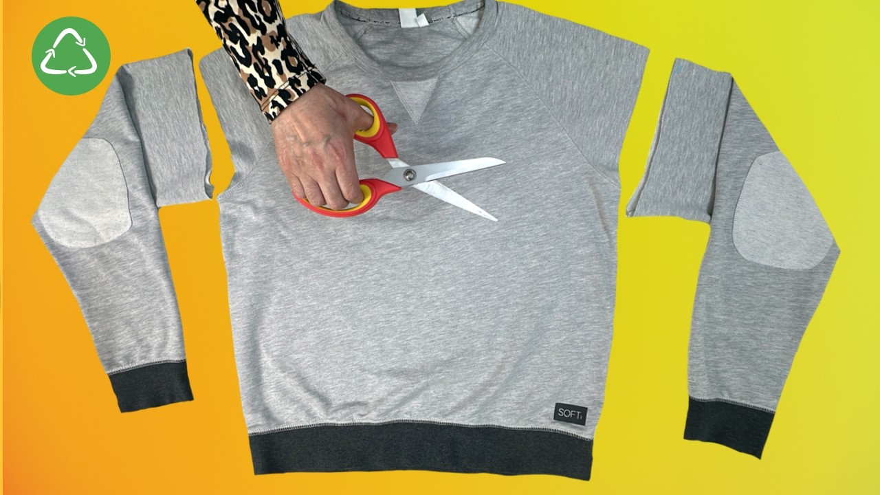 💥Быстрые и легкие шаровары из переработанного свитшота✂️✨