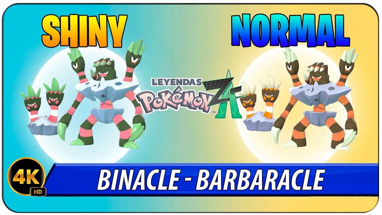 Shinydex 34-35 Binacle - Barbaracle #Shiny Variocolor - Leyendas Pokemon ZA
