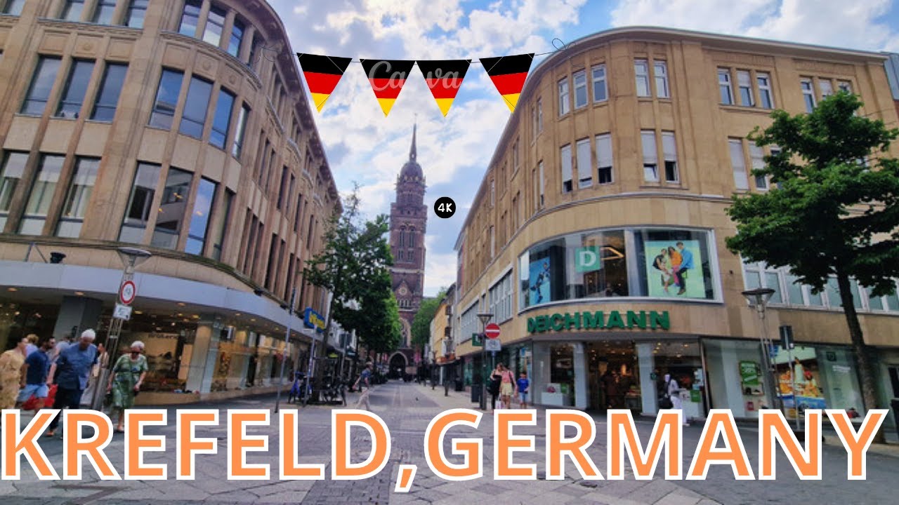 Krefeld city, Germany, walking tour in Krefeld Stadt Deutschland.