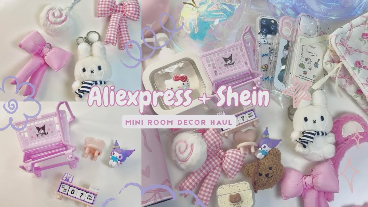 🍥🍡 Aesthetic Aliexpress + Shein Mini Haul 🍰 | room decor, pink finds, cute finds, girly stuff ⋆𐙚₊˚⊹♡