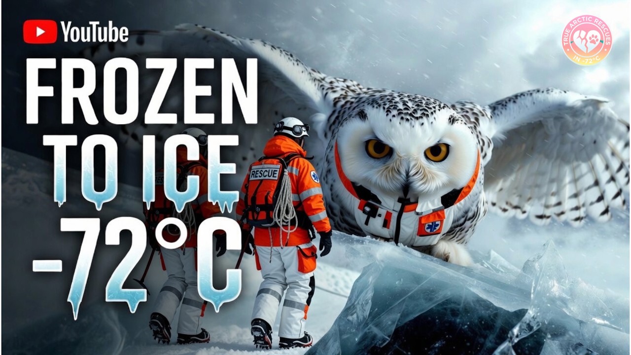 Snowy Owl Frozen to Ice in  72°C Arctic Storm  Rescue Mission