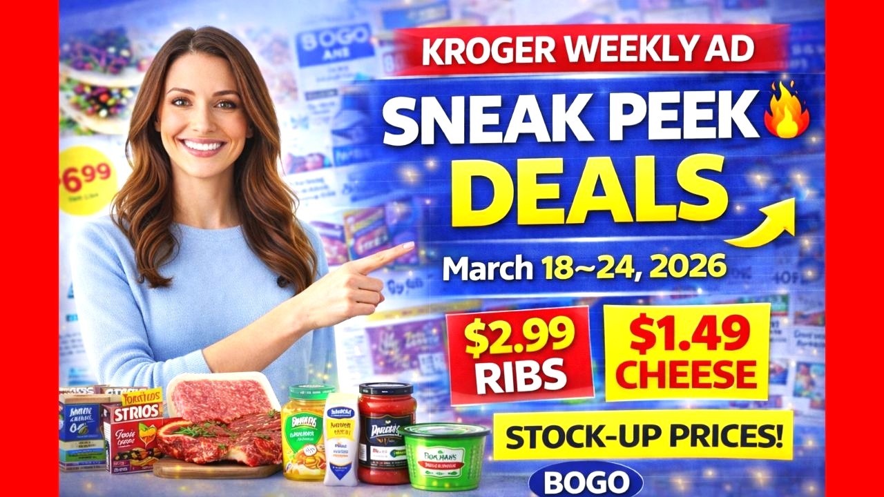 Kroger SNEAK PEEK Weekly Ad March 18 – 24, 2026 (3/18 – 3/24 ) 🔥 Digital Deals, $2 99 Ribs, $1.49 Ch
