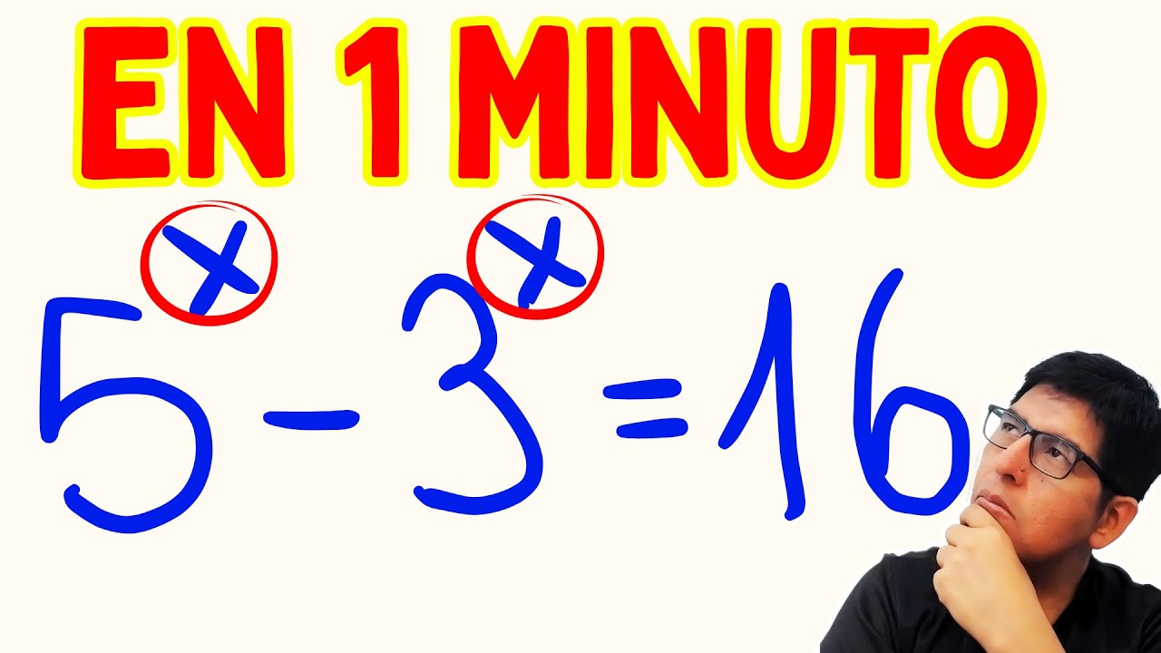CÓMO RESOLVER 5^x - 3^x = 16 en 1 MINUTO ⏱️ | Álgebra