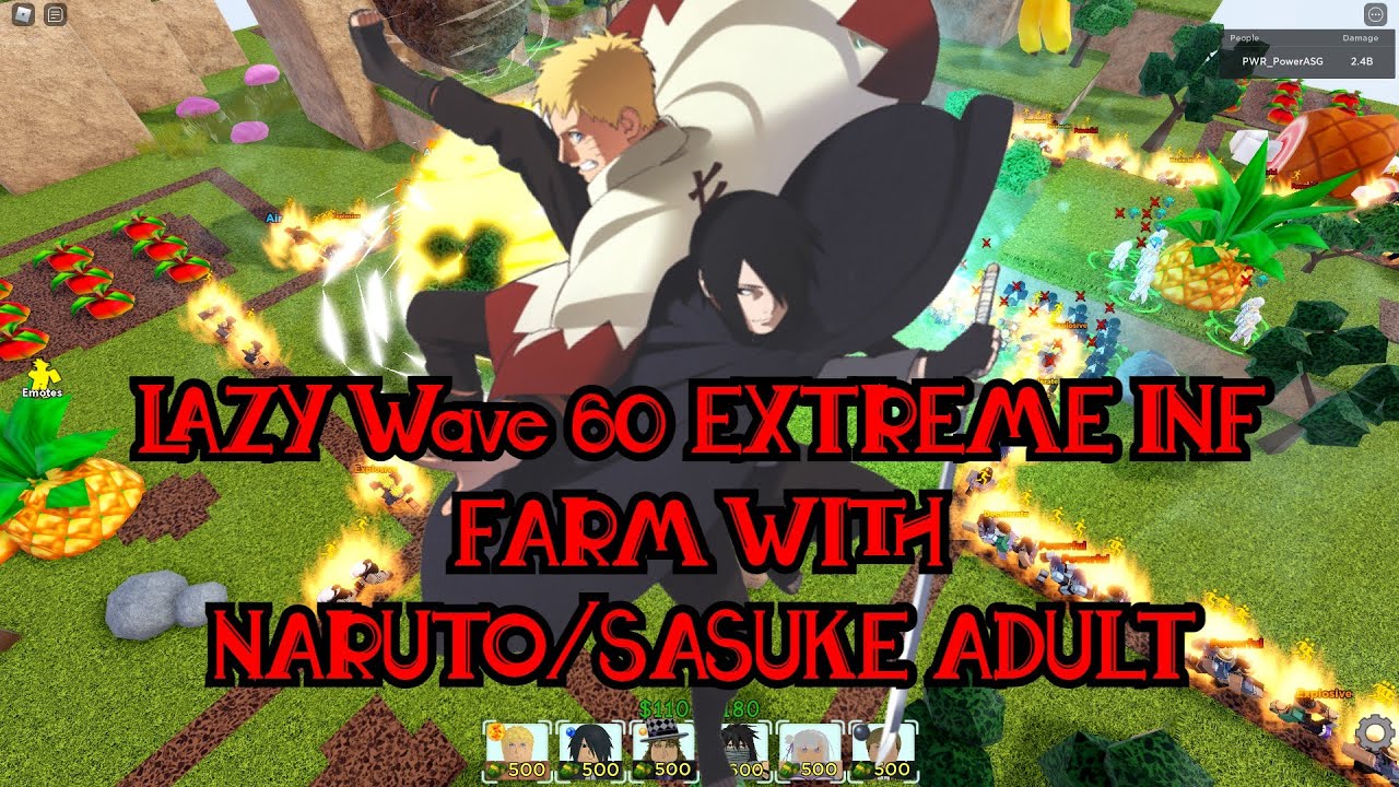 LAZY WAVE 60 AFK EXP FARM WITH NEW NARUTO AND SASUKE ADULT | All Star Tower Defense