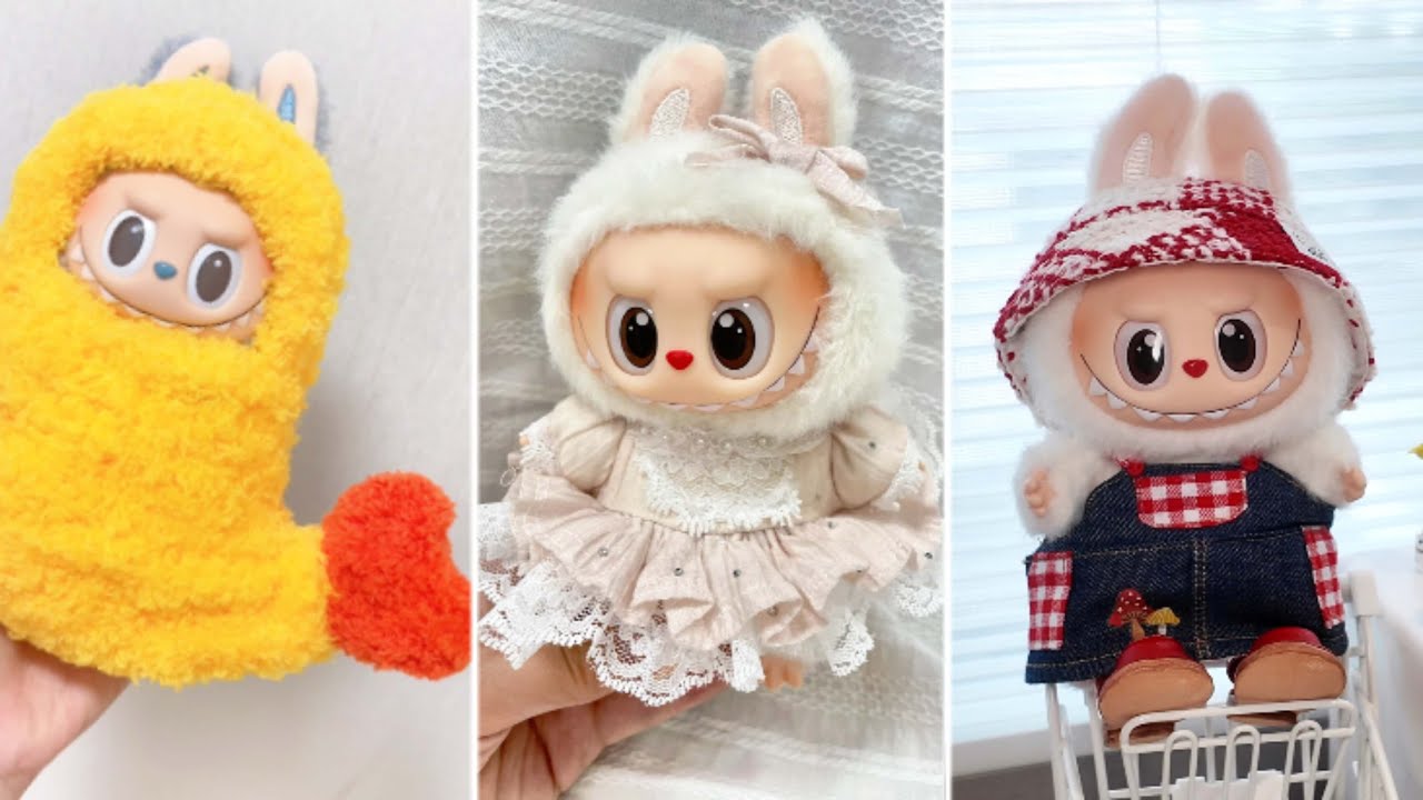 DIY Labubu Clothes! ✨ 4 Cute & Easy Tutorials (Fried Shrimp, Denim Dress & More)
