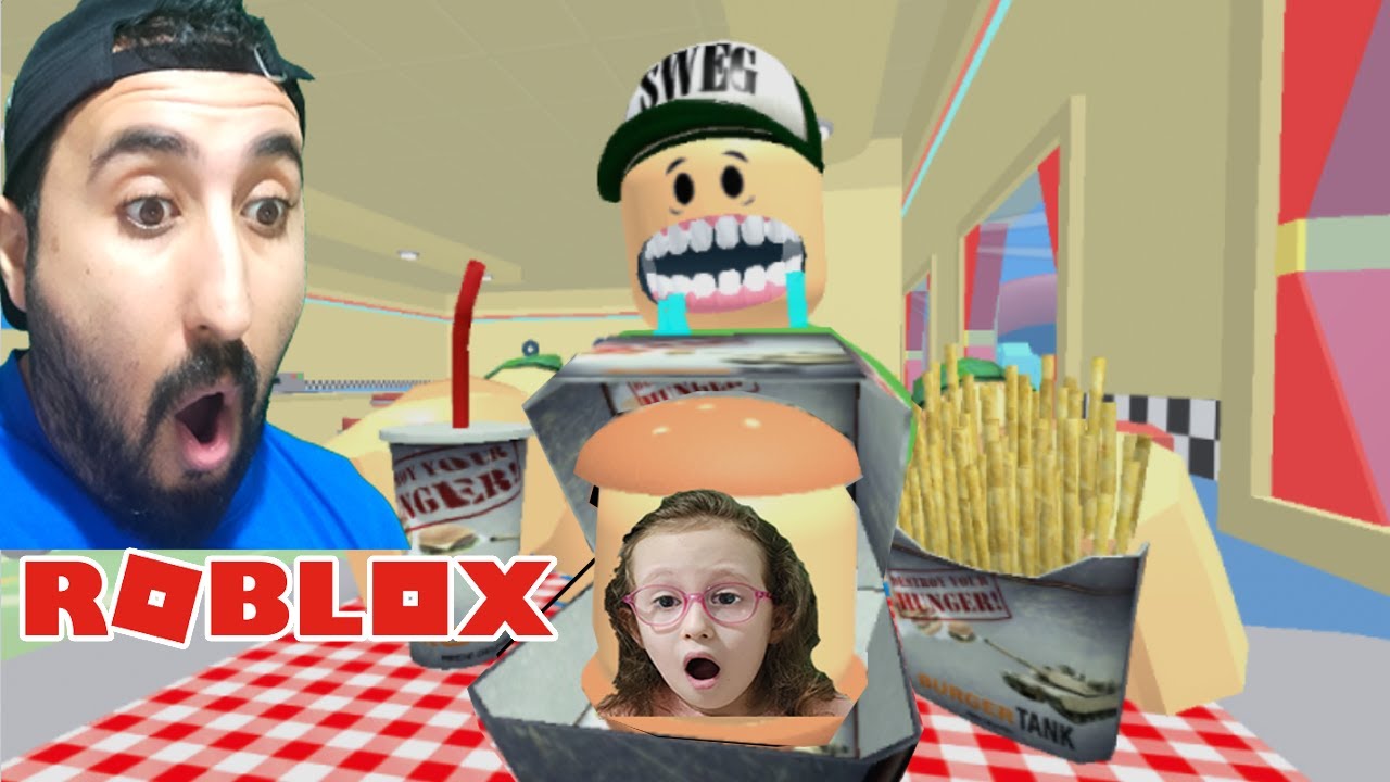 KOCA GÖBEKLİ DEV HAMBURGER CANAVARINDAN KAÇIYORUZ! BAHAR VE BANU ALYA ROBLOX OYNUYORUZ! OYUNA GEL