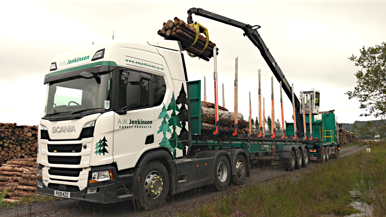 A.W. Jenkinson Forest Products Scania self-loader with Palfinger crane