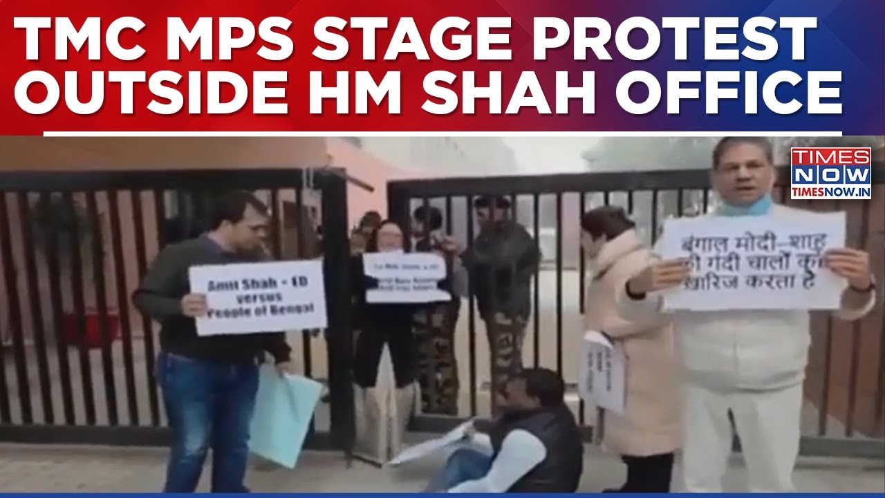Trinamool Congress MPs Stage Dharna Outside HM Amit Shah Office In Delhi Against Central Agencies