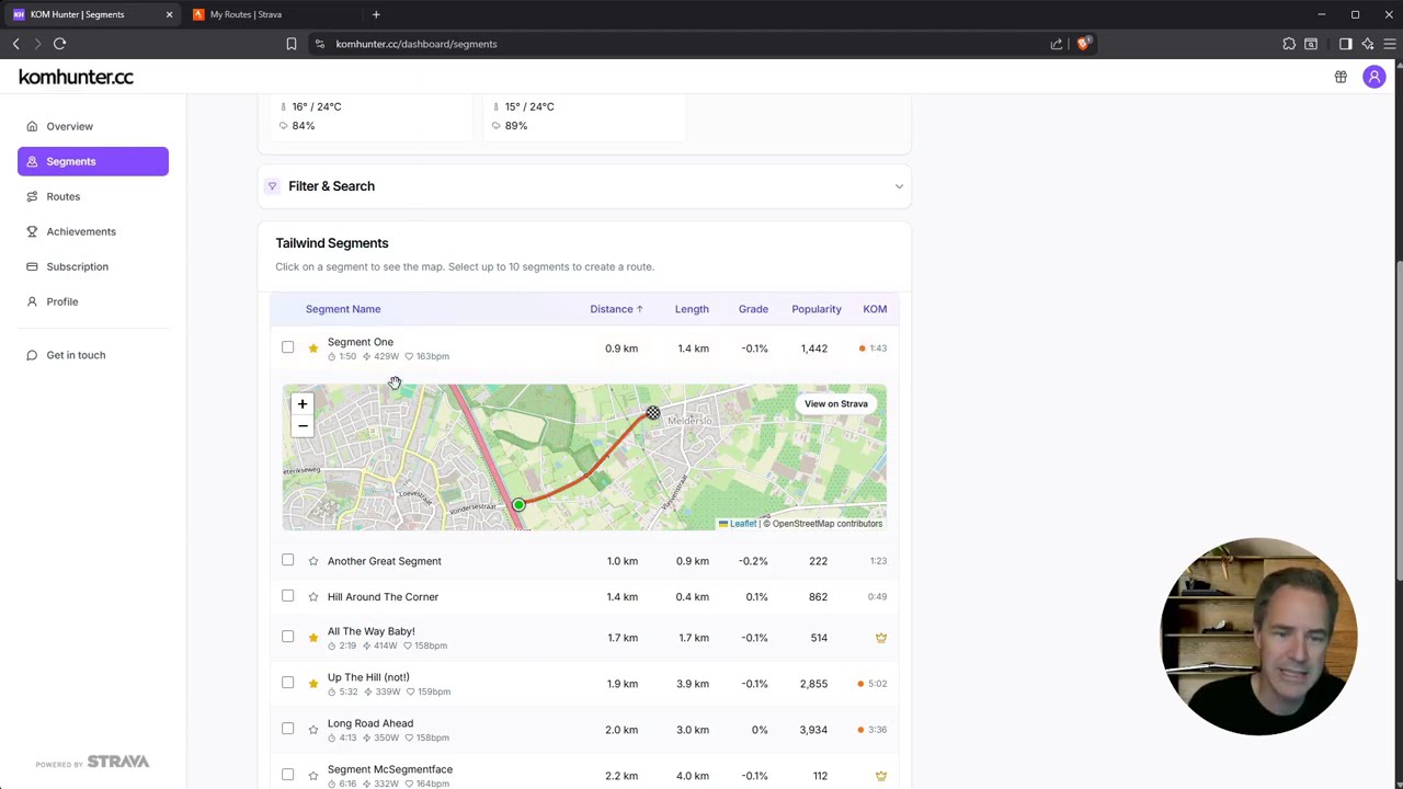 Find Strava Segments With A Tailwind: KOM Hunter Demo