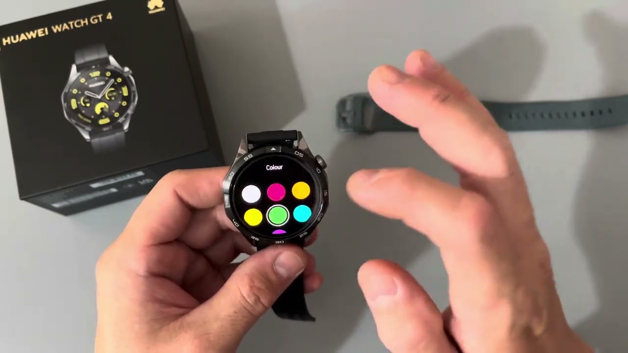 Huawei Watch Gt 4 black with glass screen protector and ￼replacement ￼strap￼🔎closer look!