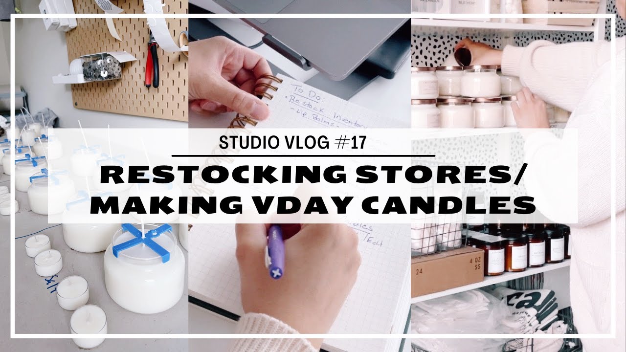 STUDIO VLOG #17 | RESTOCKING STORES + MAKING VALENTINE CANDLES | Behind the Scenes in REAL TIME