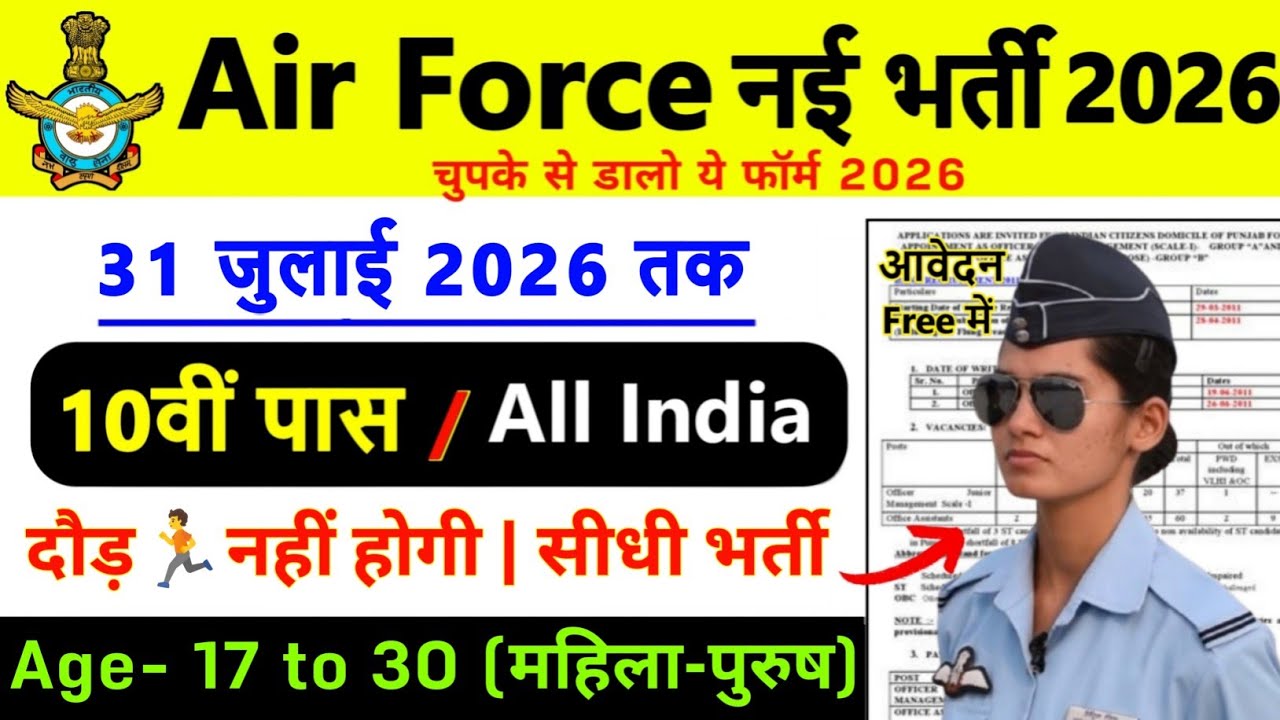 Air Force MTS New Vacancy 2026 | IAF Group C MTS Recruitment 2026 | 10th Pass |Air Force Bharti 2026