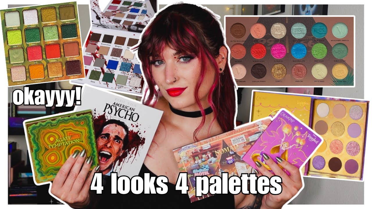 4 looks 4 palettes!! | route 66, tangled, american psycho, agate temptation
