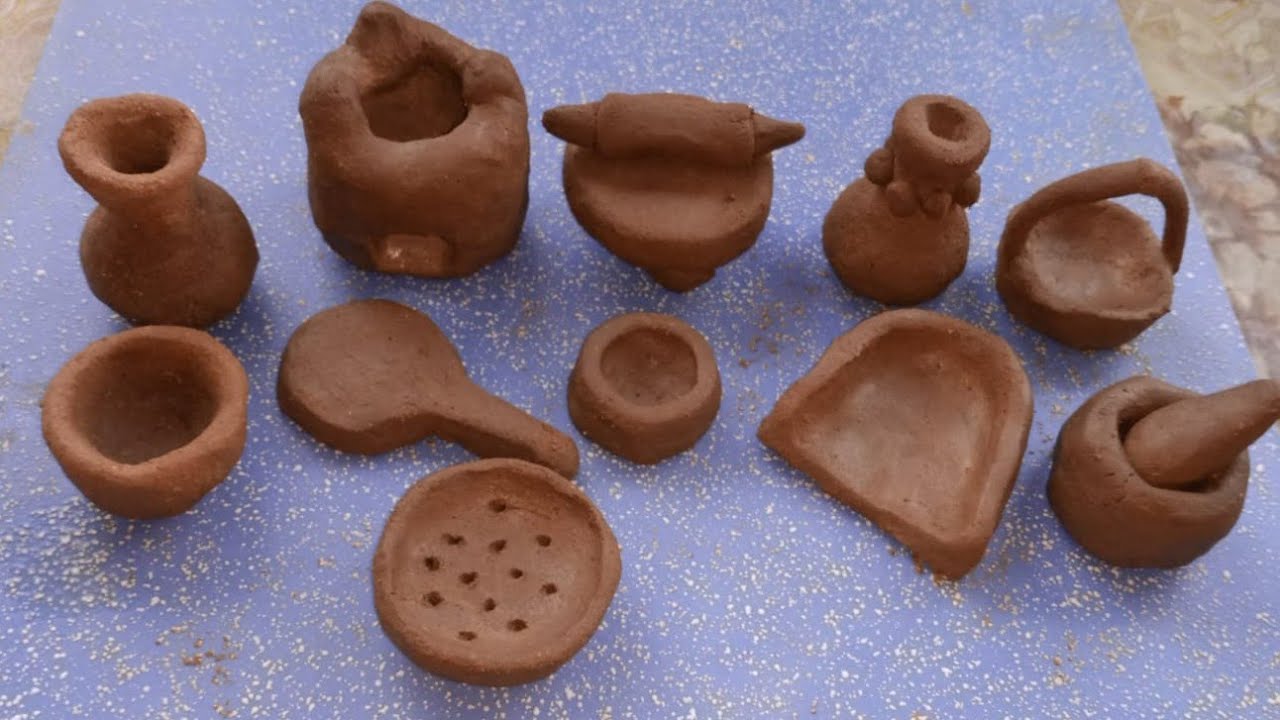 kitchenware making with clay l Amazing technique handmade  kitchen set l part 1 l