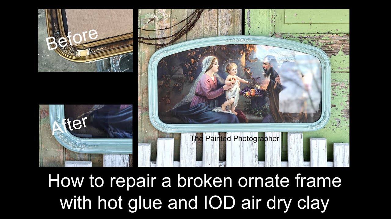 How to repair an ornate picture frame with hot glue and IOD clay | Ornate Repair