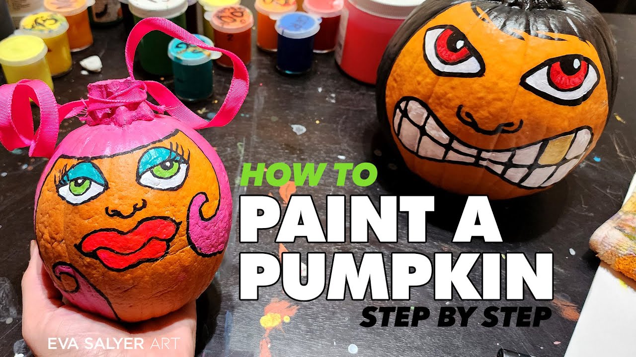 Painting a pumpkin, the easy way! Acrylic Halloween ideas | Eva Salyer Art 