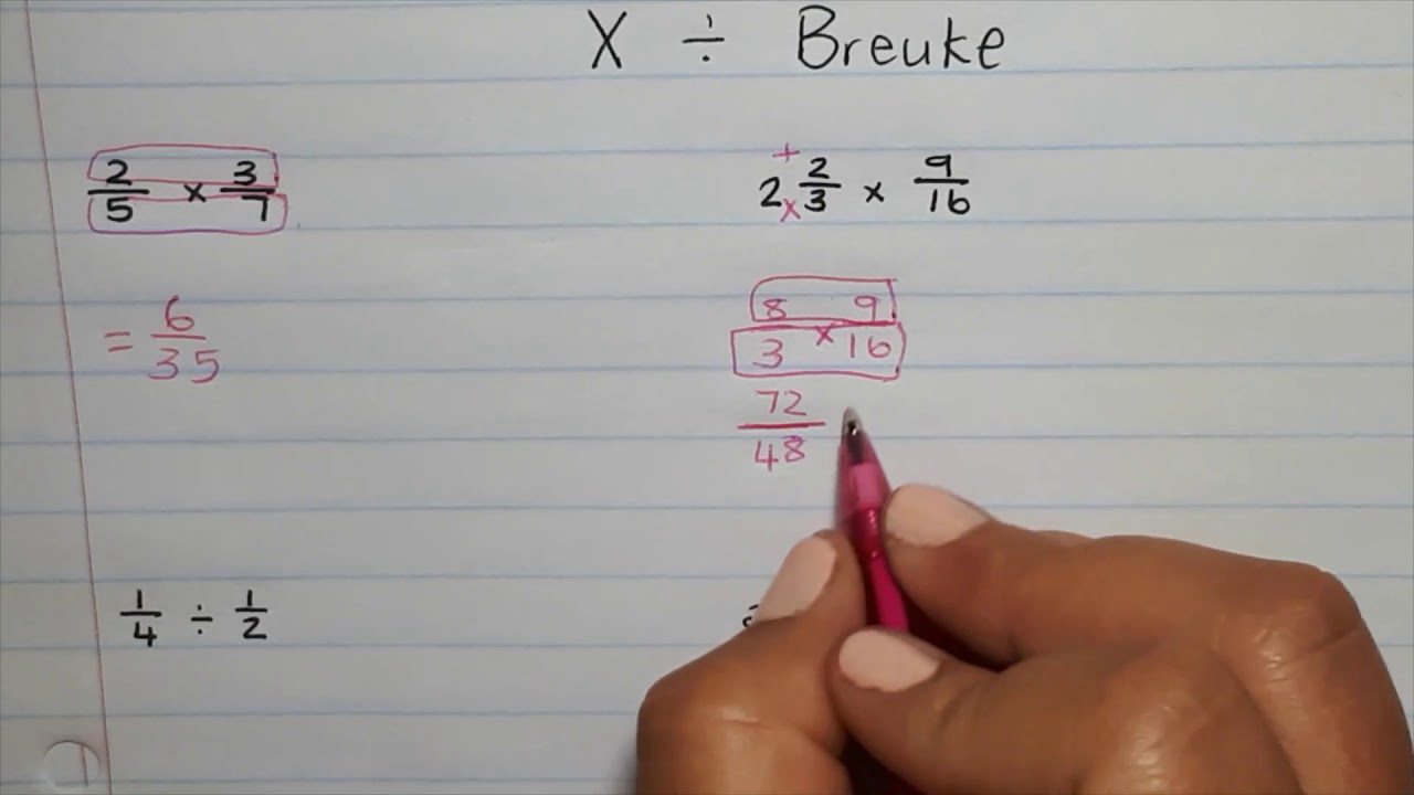 Graad 8 & 9 Wiskunde Maal en deel met breuke