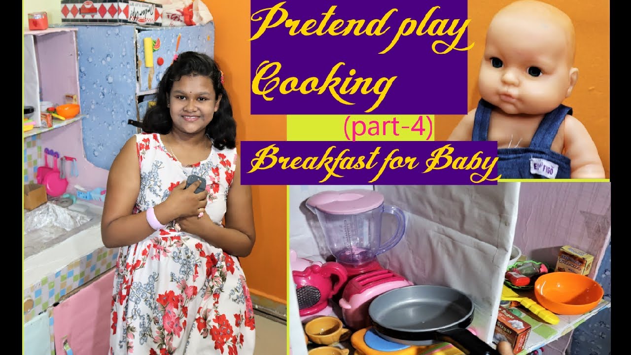 Pretend play Cooking Breakfast for Baby, cooking game for Kids, 