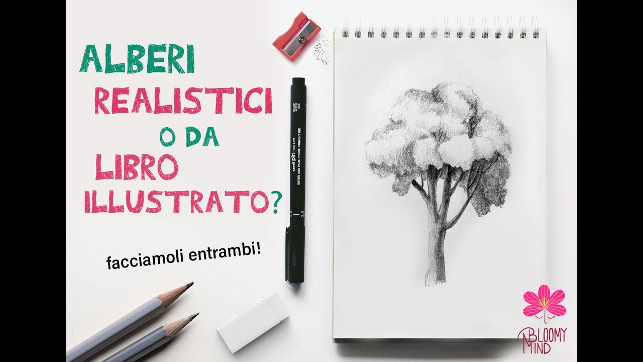 Disegno e trasformo un albero realistico in un albero da libro illustrato