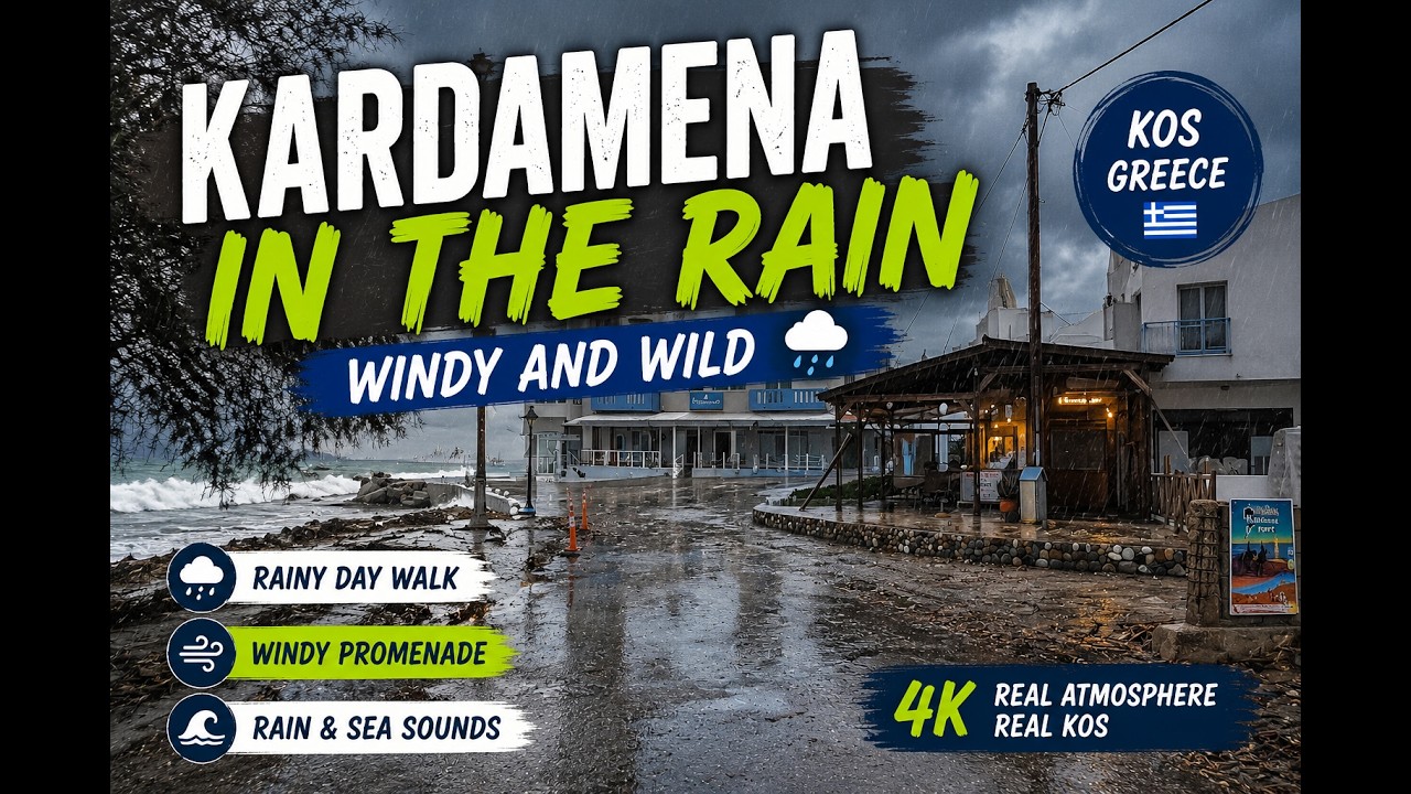 Kardamena in a Storm: Dramatic Rainy Day Walk in Kos, Greece