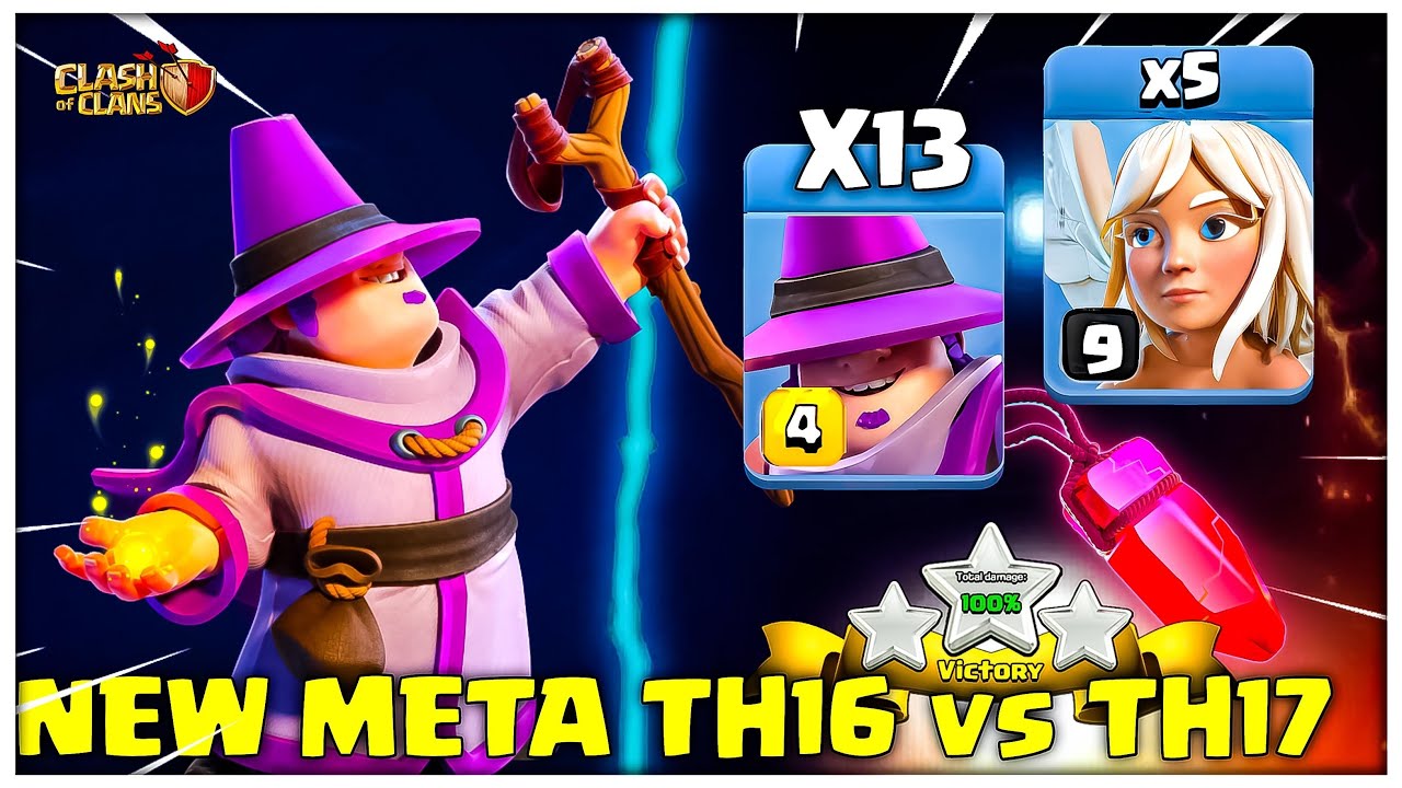NEW META | Apprentice Warden Walk + Hero Charge Attack | Th16 vs Th17 Max Base 3 star Attack in Coc
