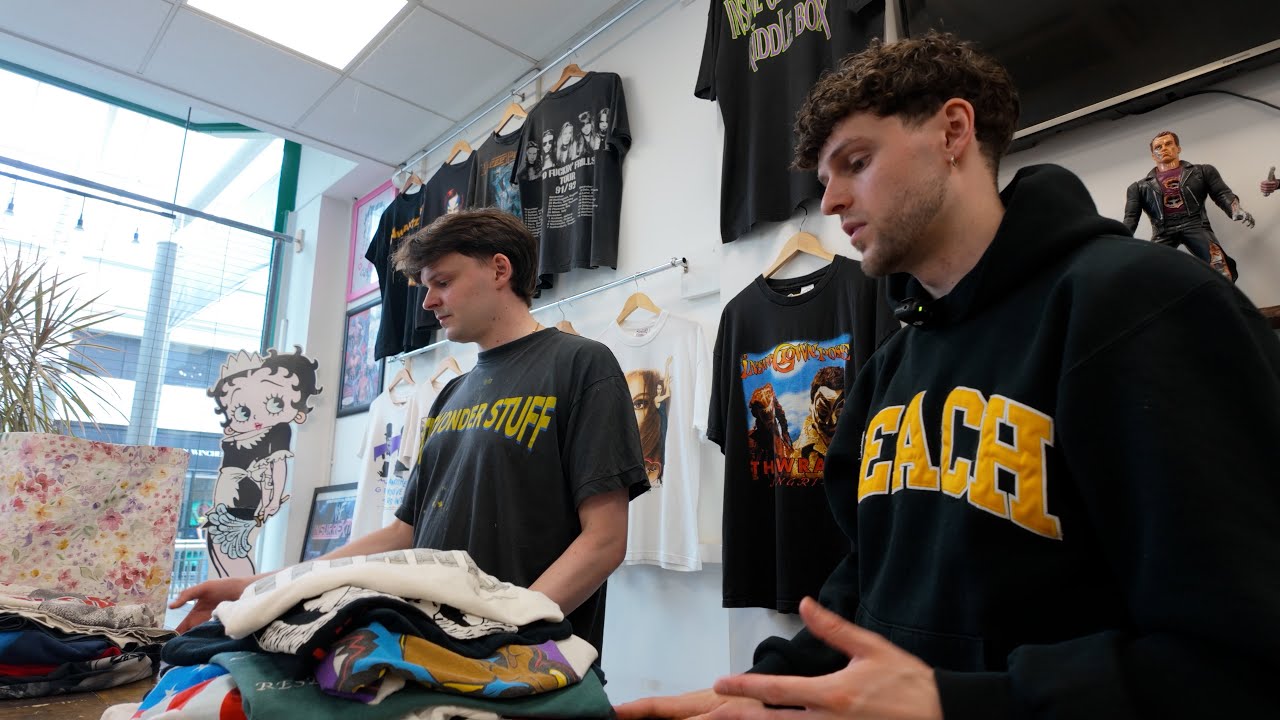 Watch us buy vintage tees all day in our vintage store.
