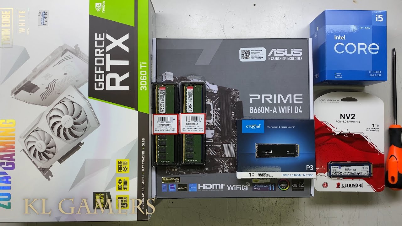intel Core i5 12400F ASUS PRIME B660M-A WIFI D4 Crucial SSD ZOTAC RTX3060Ti Gaming PC Build