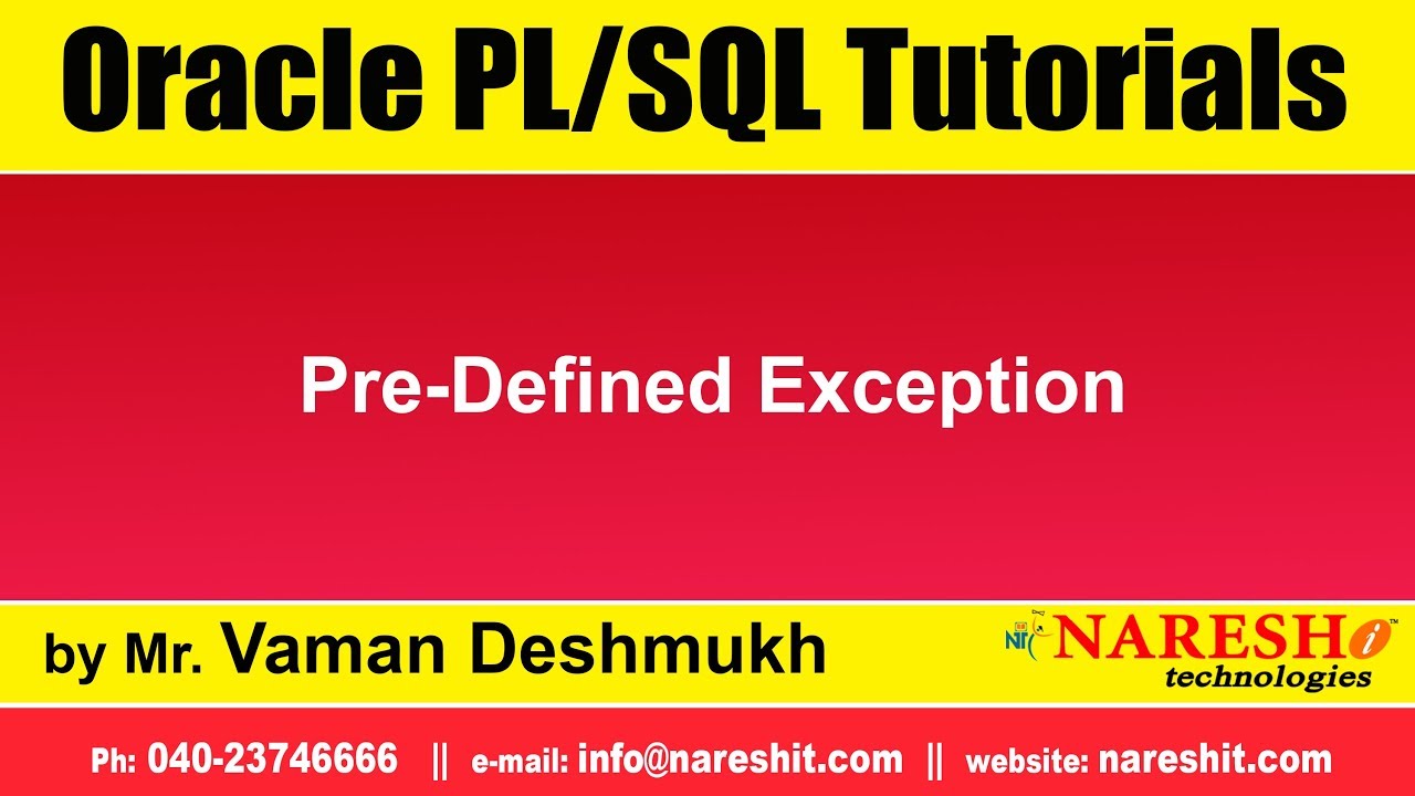 Oracle PL/SQL Tutorials | Pre-Defined Exception | Mr.Vaman Deshmukh