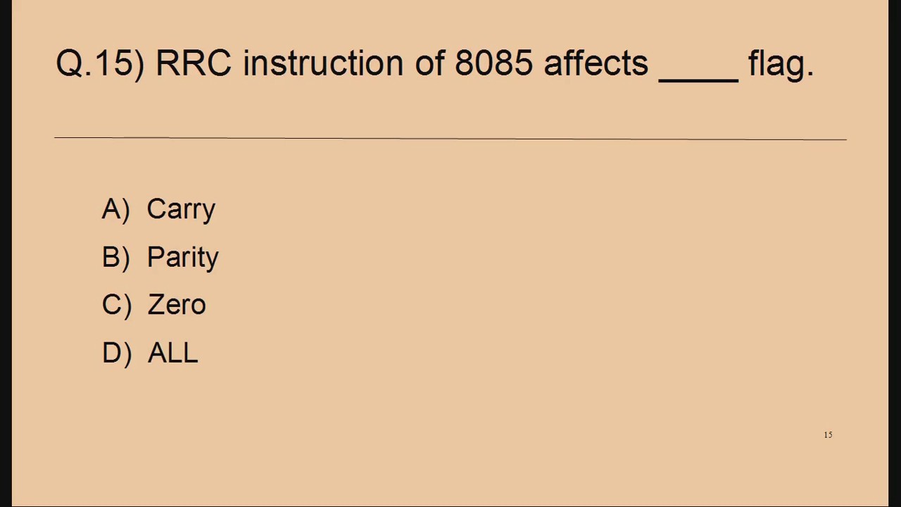 8085 Microprocessor | Instruction Set | Multiple Choice Questions