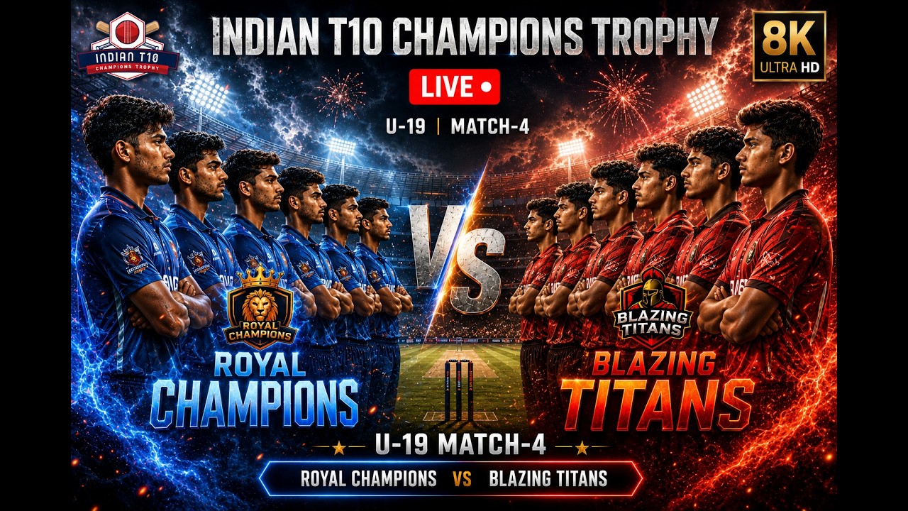 Indian T10 Champions Trophy LIVE | Royal Champions vs Blazing Titans ||  U-19 Match-4