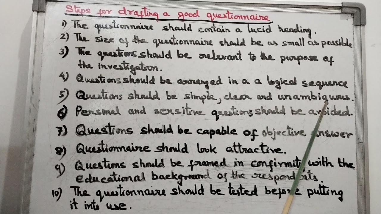 Steps for drafting a good questionnaire