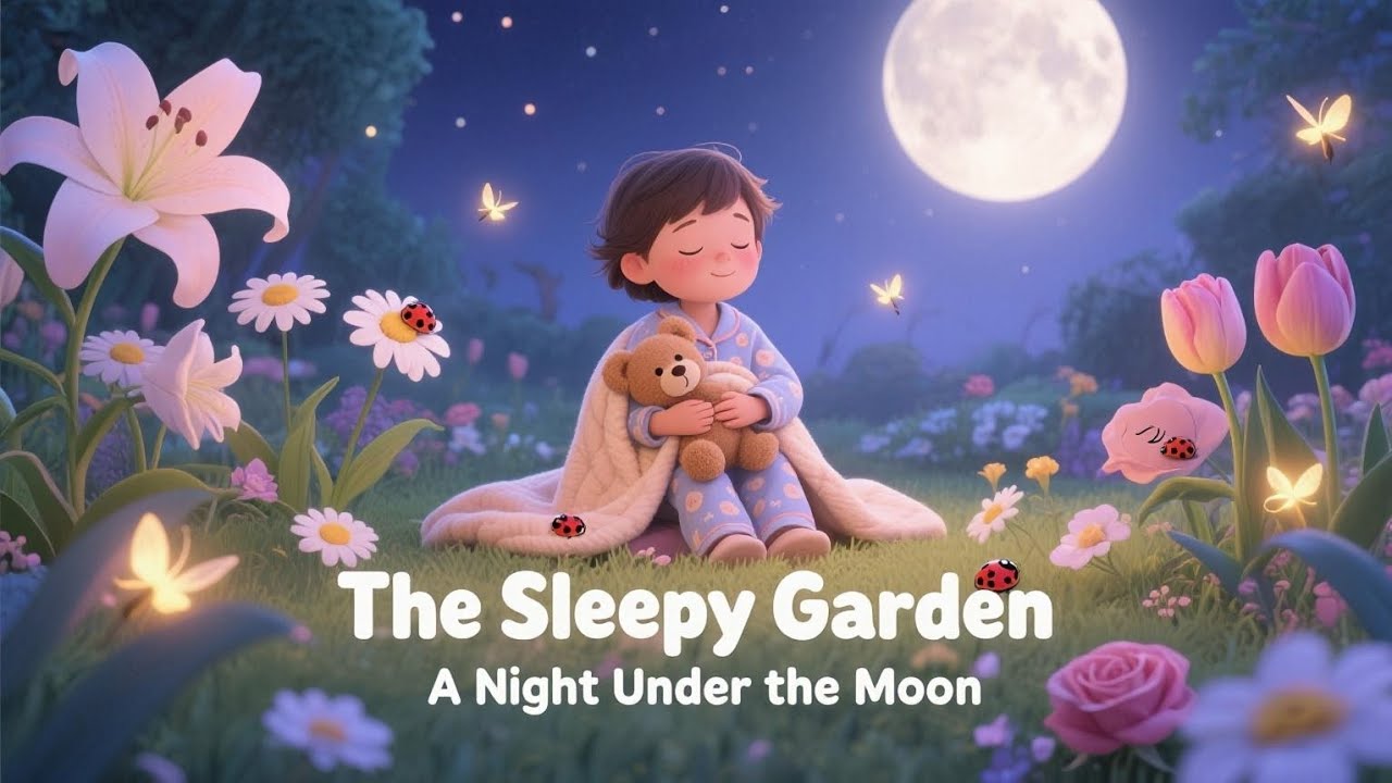 The Sleepy Garden: A Night Under the Moon Narration with calming music | For children aged 2-4 years