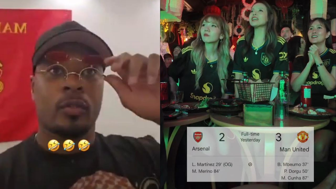 Evra and fan girls REACTIONS to Dorgu goal vs Arsenal
