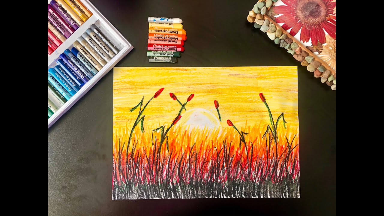 Gösel Sanatlar | Resim Eğitimi | Pastel Boya Gün Batımı | Sunset Picture with Oil Pastels