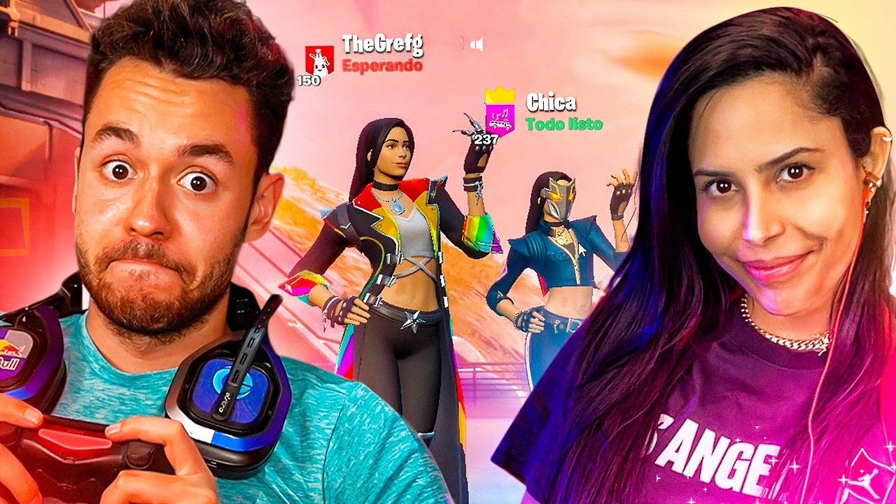 JUGANDO CON CHICA Y SU SKIN DE FORTNITE - TheGrefg