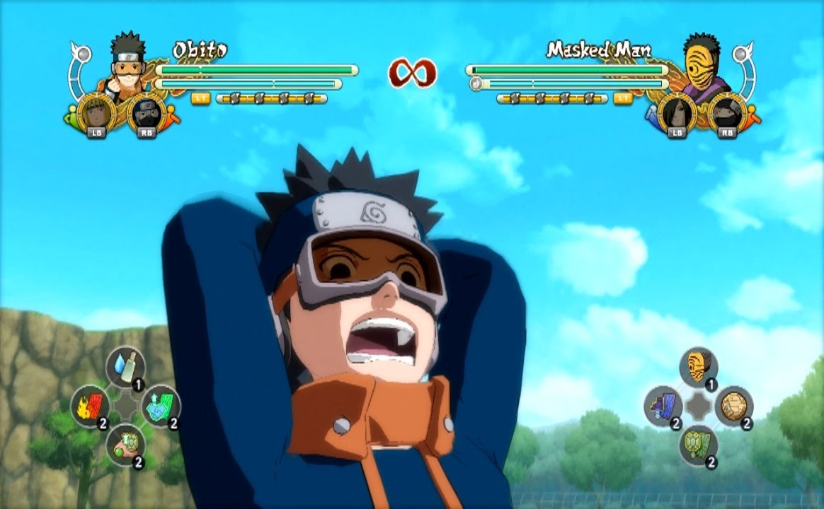 Naruto Ultimate Ninja Storm 3 Obito Полный набор приёмов со списком команд