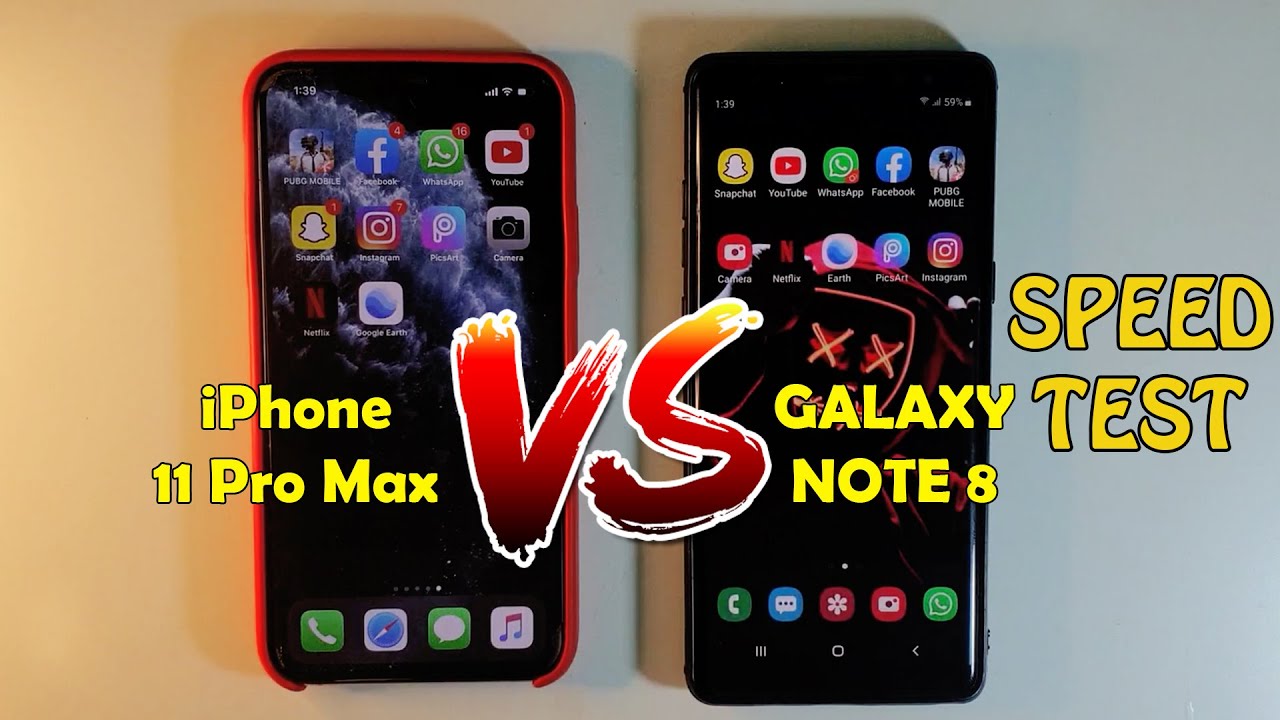 IPhone 11 Pro Max VS Samsung Galaxy Note 8 Speed Test - Lets Check