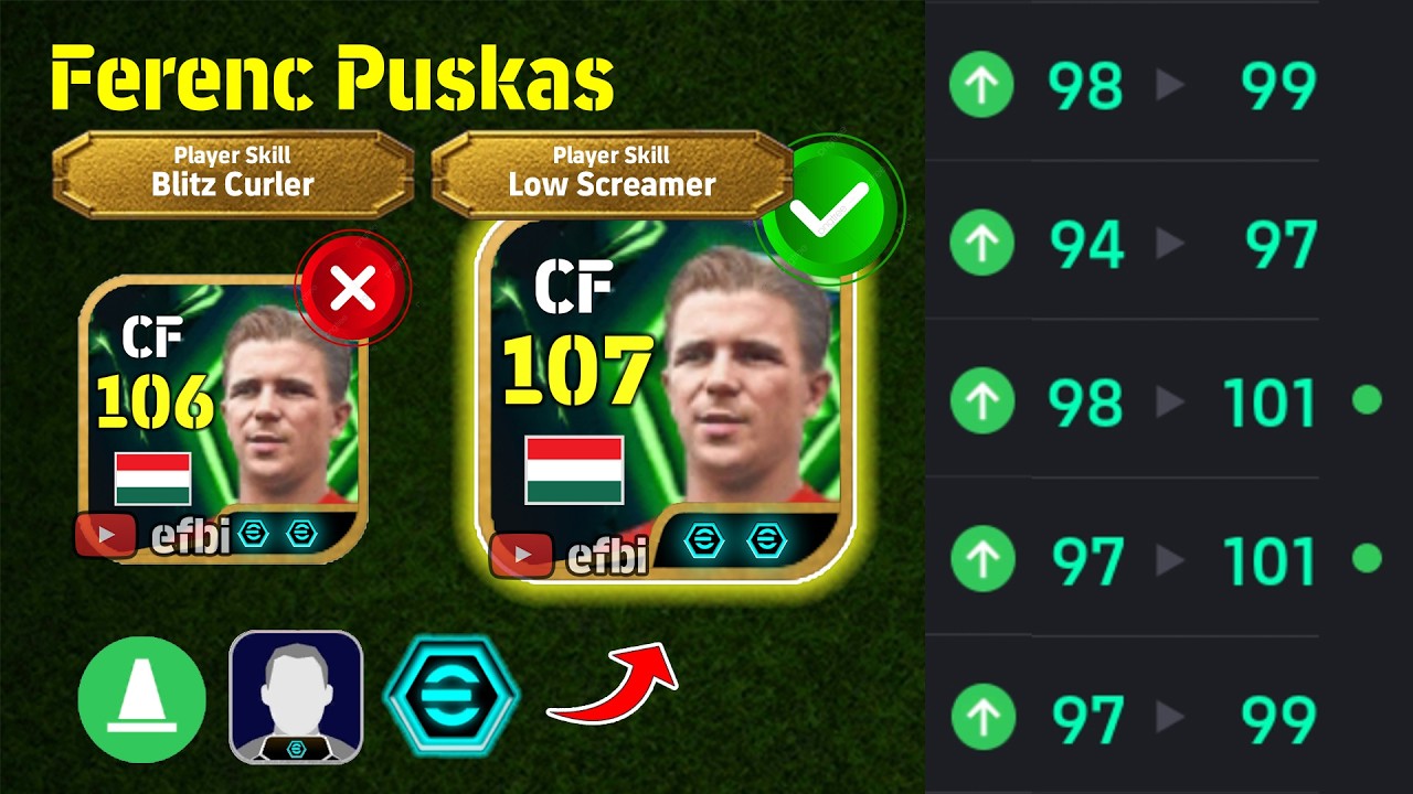 Ferenc Puskas 107 BEST TRAINING with Booster, Max Level, Player Progression eFootball 2026